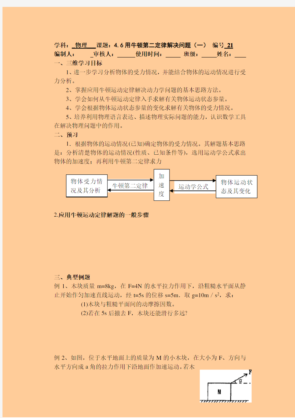 4.6用牛顿第二定律解决问题(一)