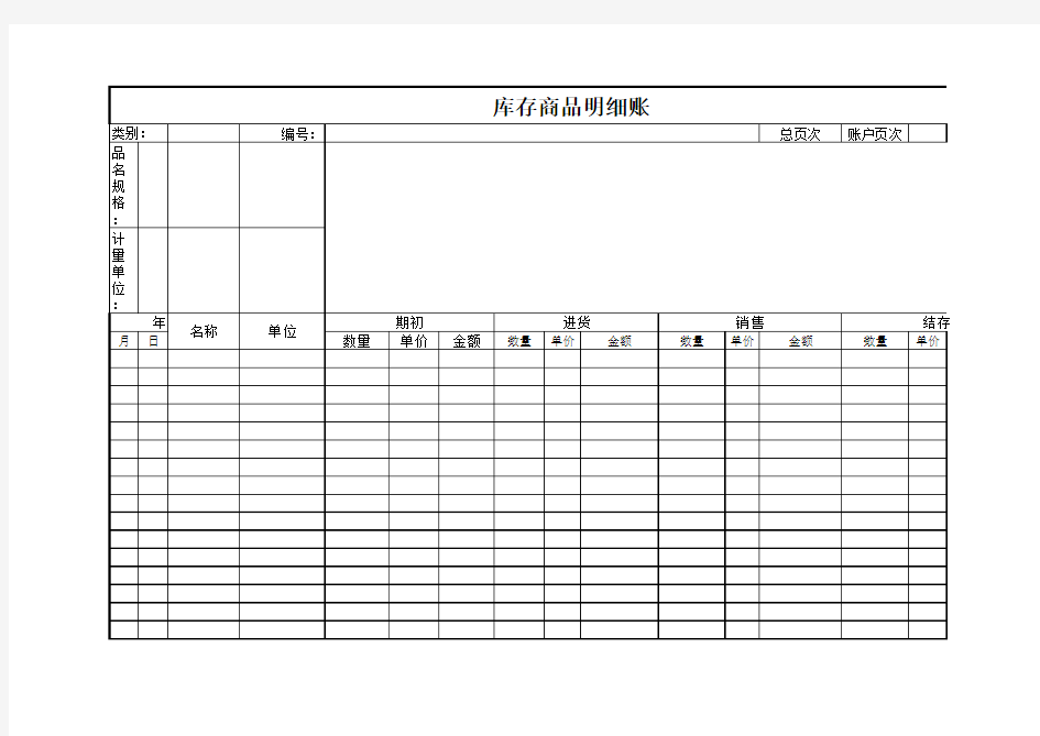 库存商品明细表