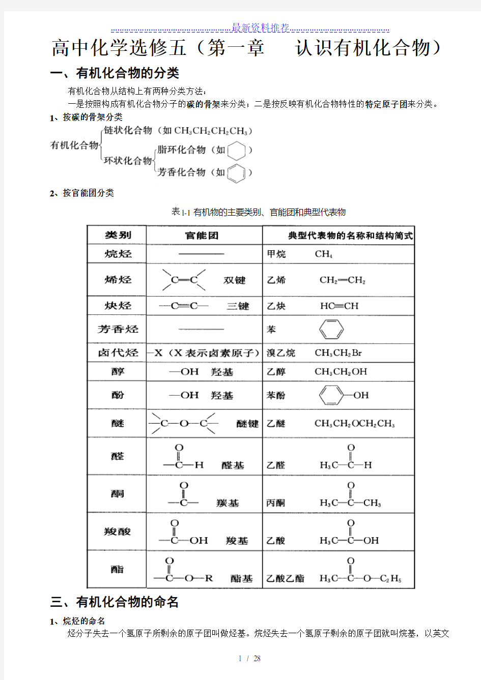 人教版高中化学选修5全册知识点