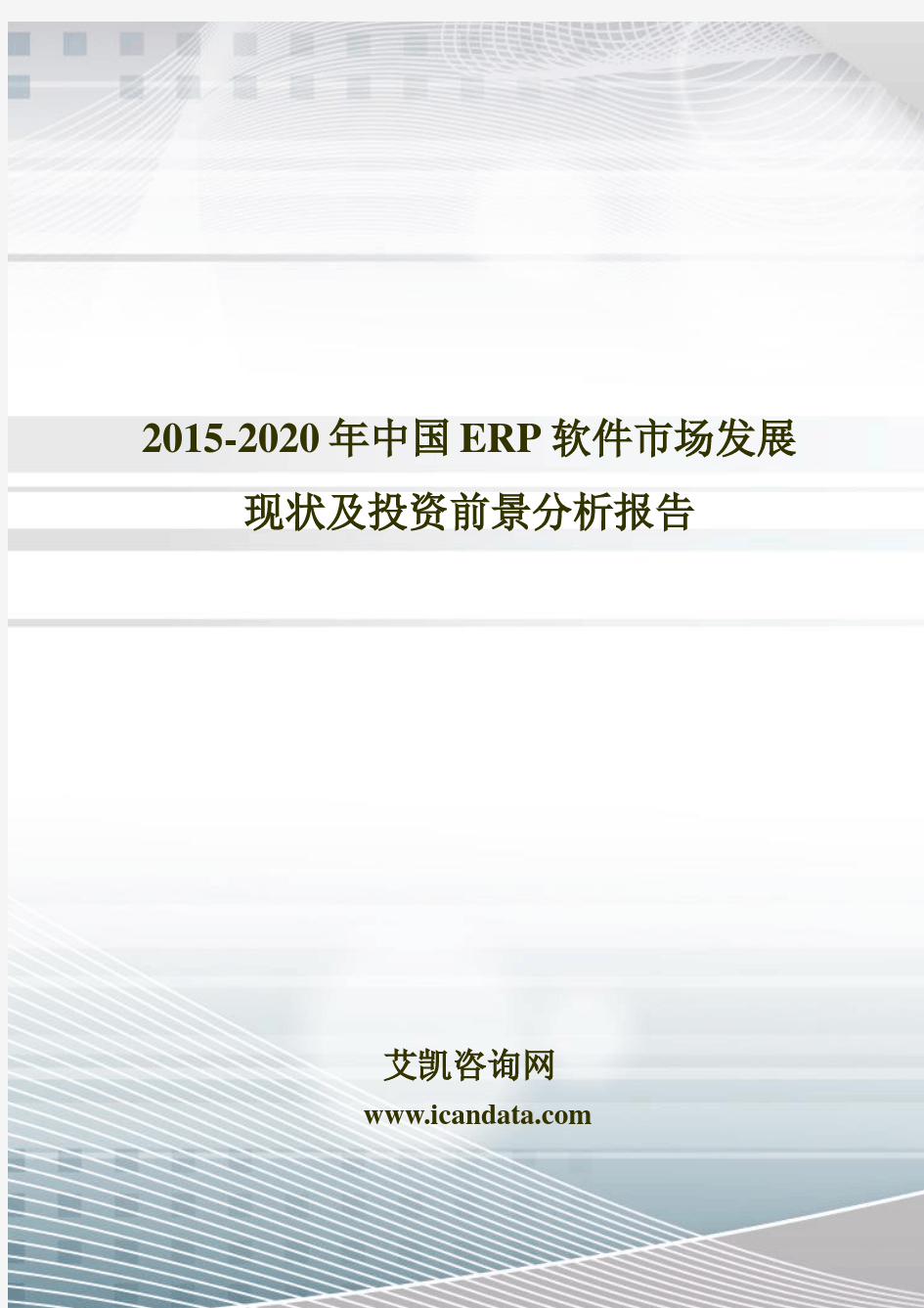 2015-2020年中国ERP软件市场发展现状及投资前景分析报告