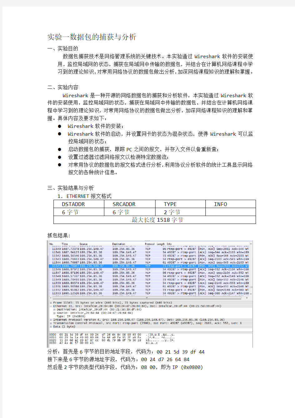 数据包的捕获与分析