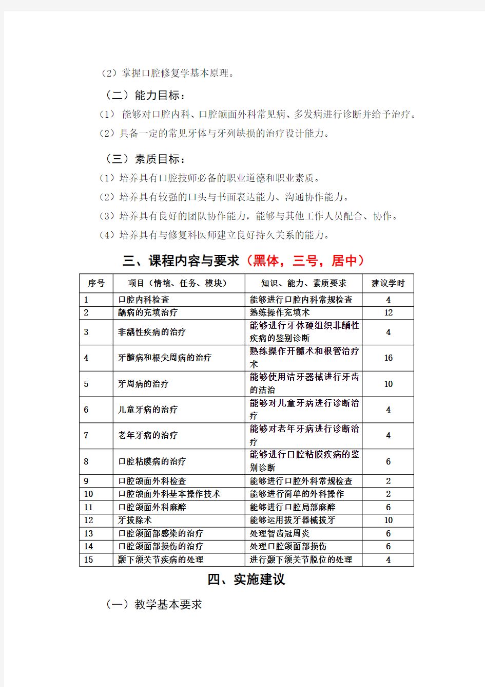 2014级口腔疾病概要课程标准