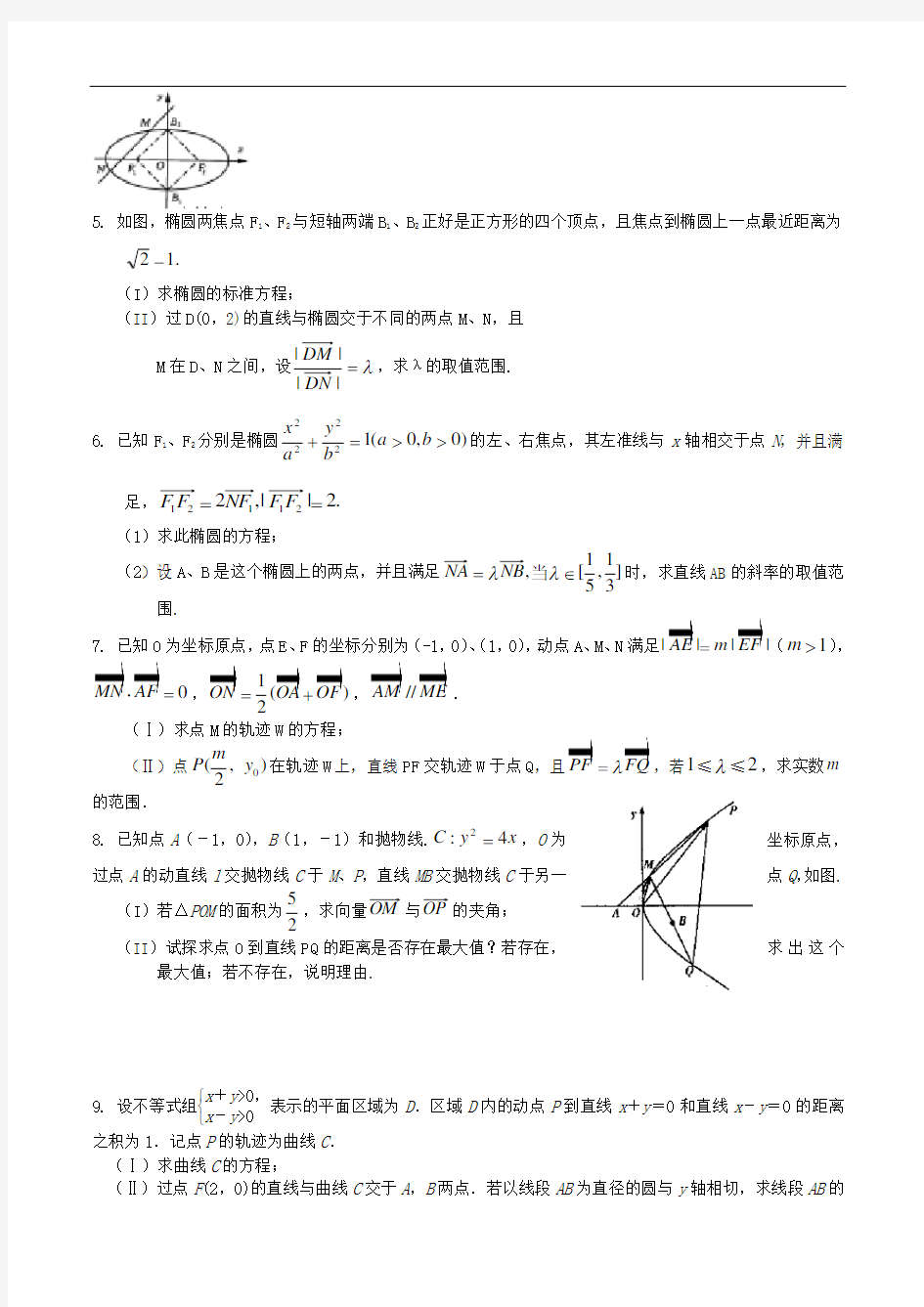 【2020届】高考数学圆锥曲线专题复习：圆锥曲线综合题