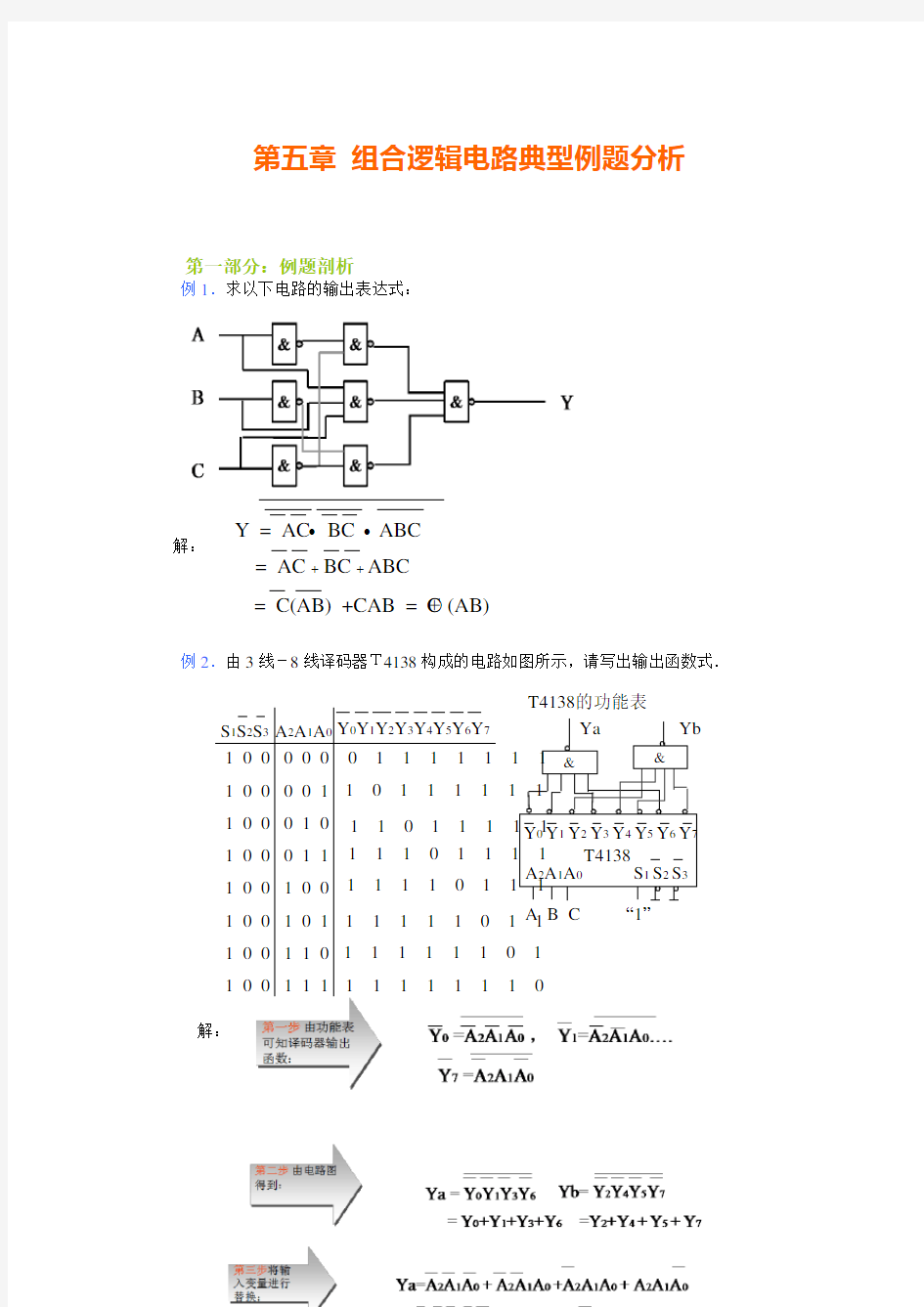 (完整版)第五章组合逻辑电路典型例题分析