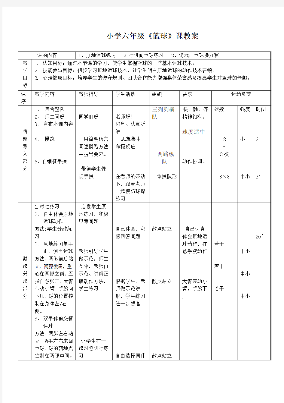 篮球教案及反思