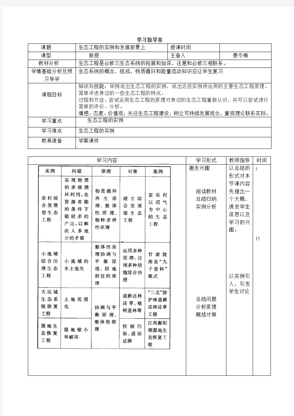 生态工程的实例和前上