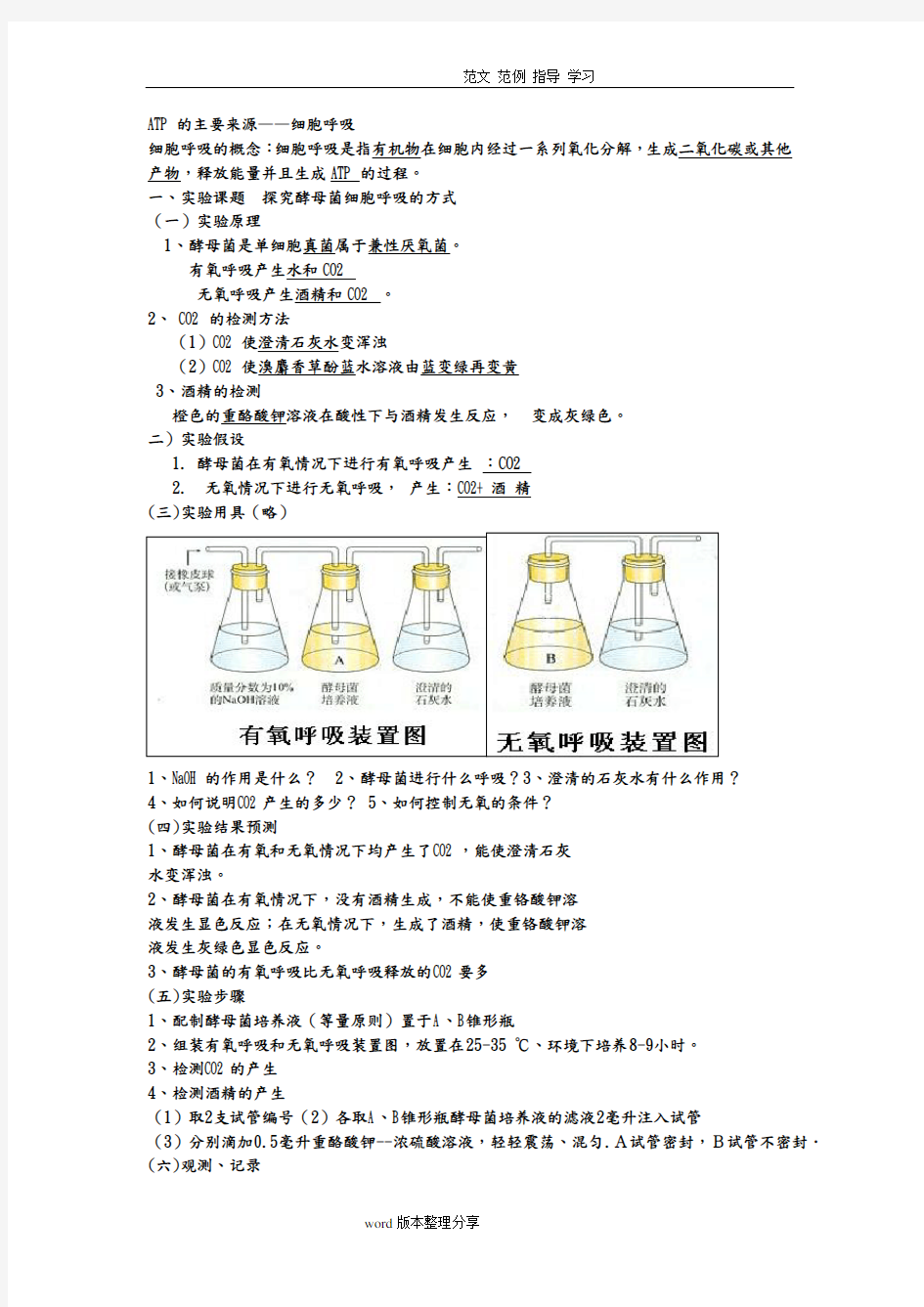 光合作用和呼吸作用知识点总结63290