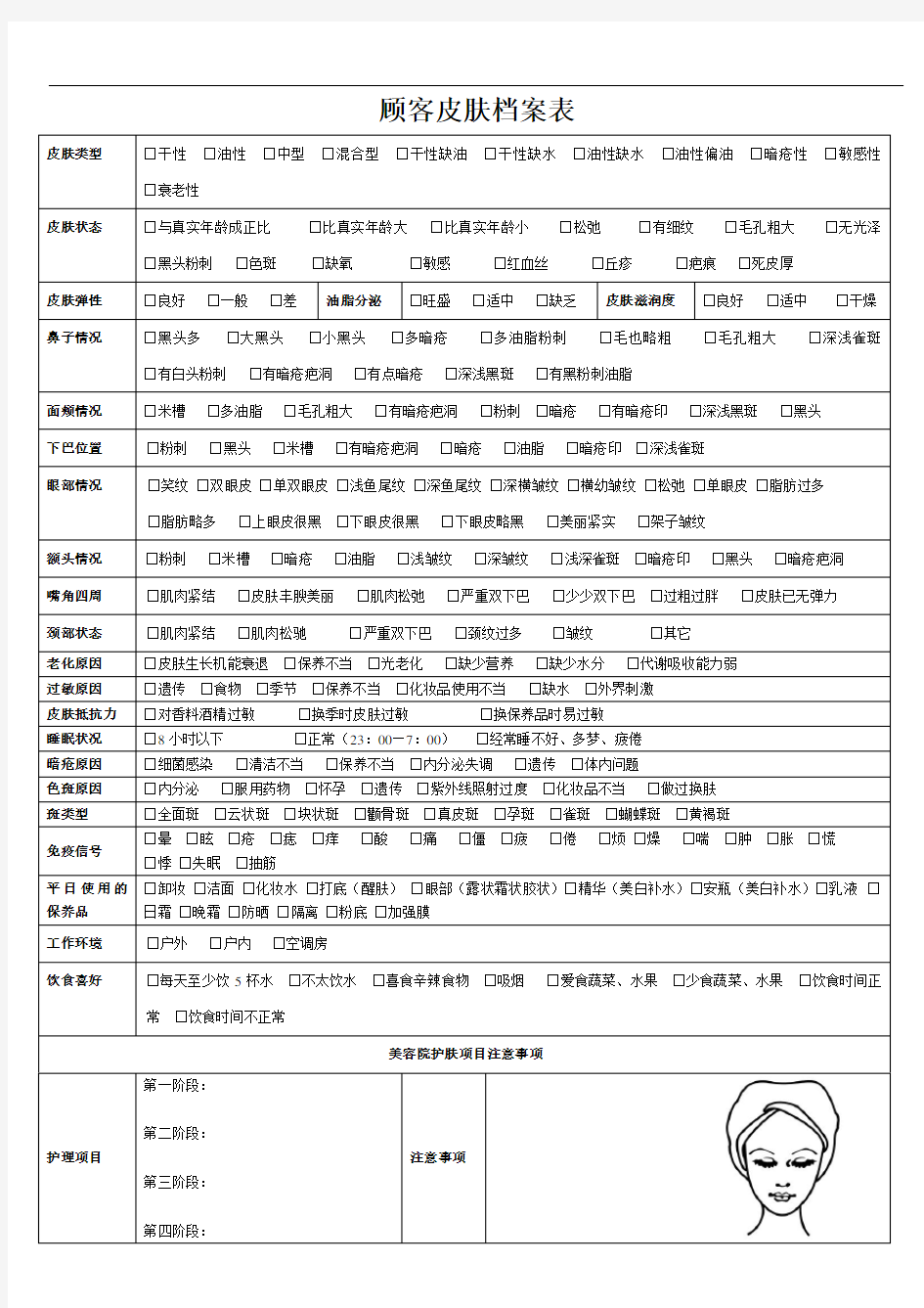 -美容院顾客档案