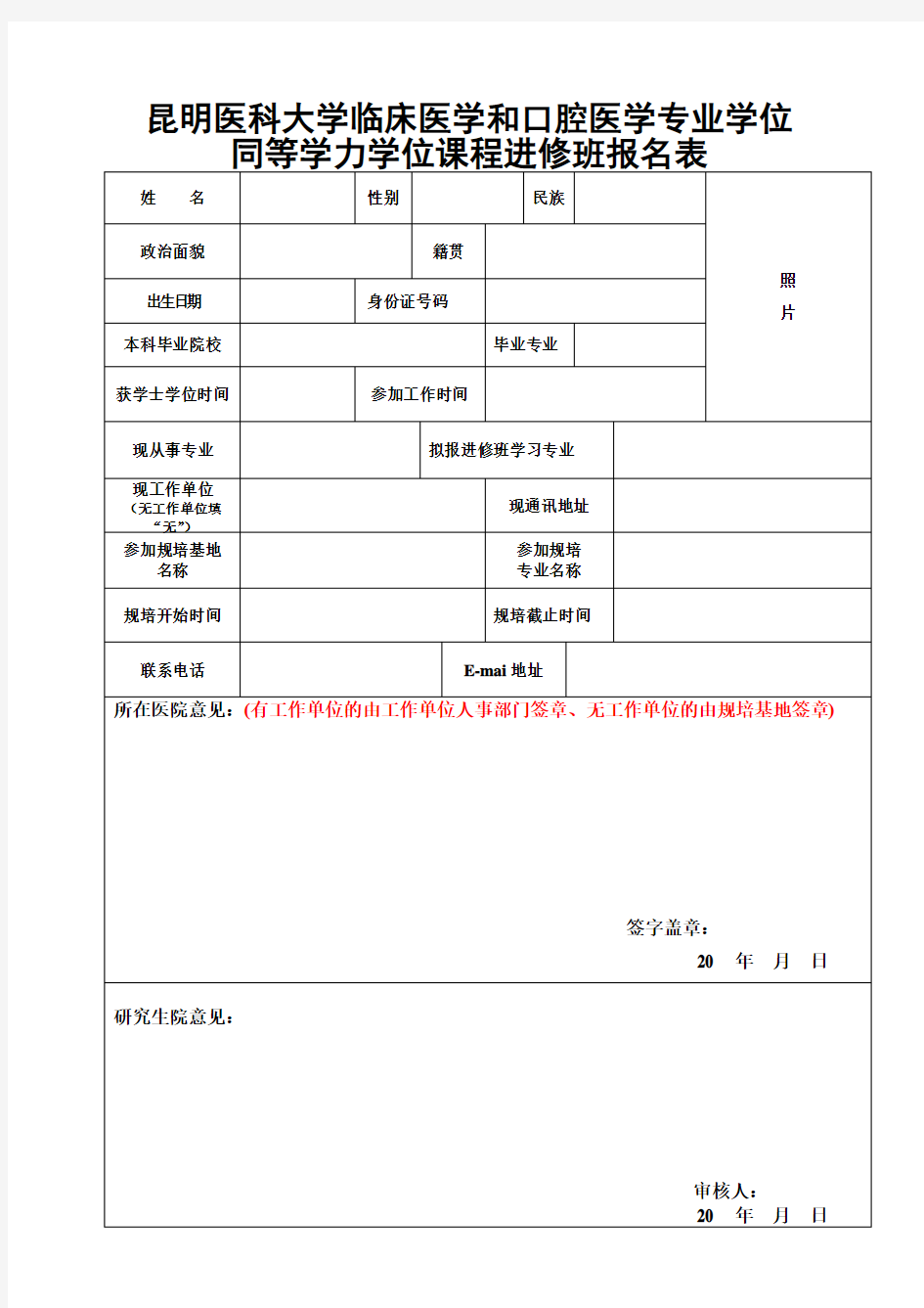 昆明医科大学临床医学和口腔医学专业学位