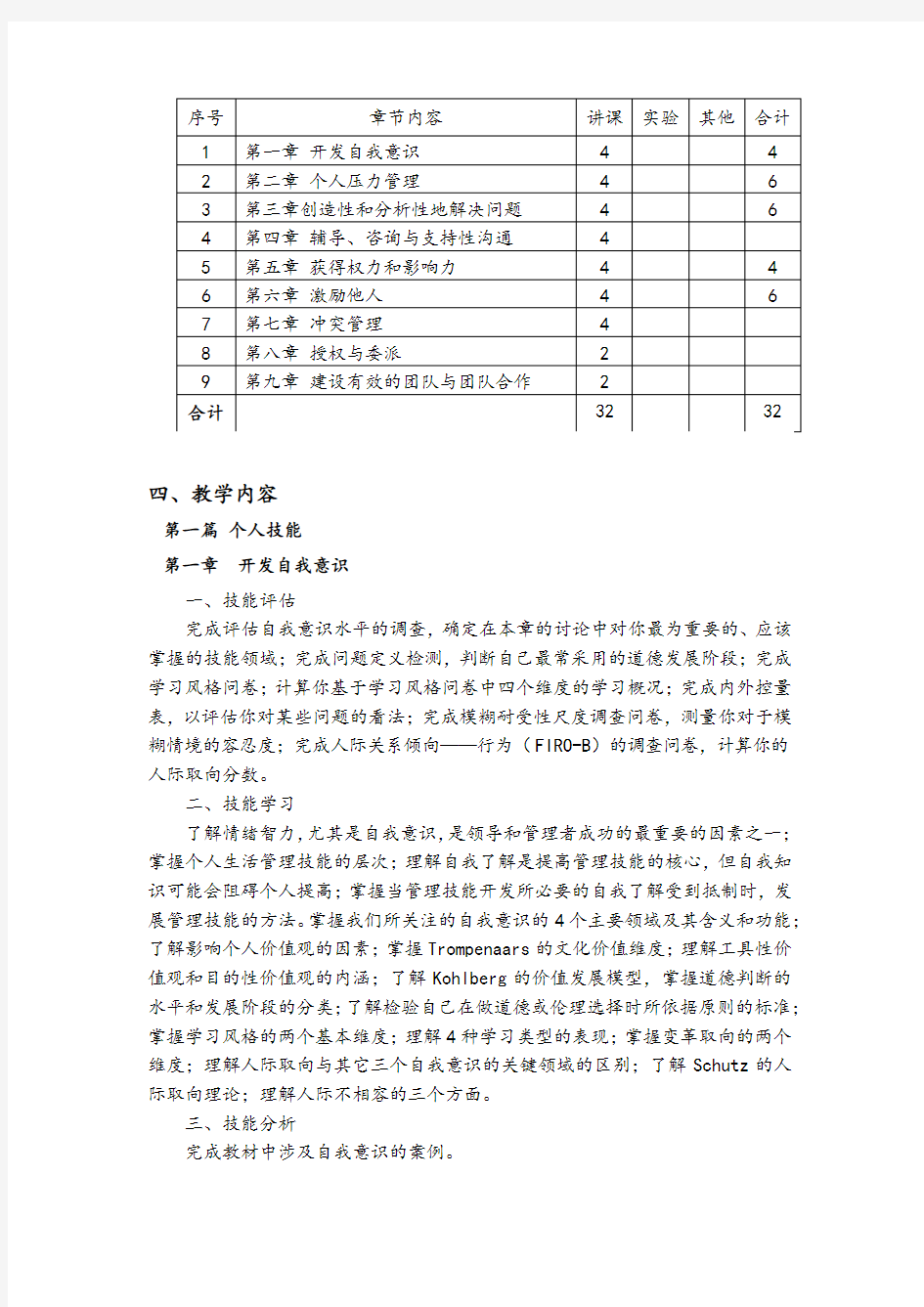 管理技能开发-课程大纲