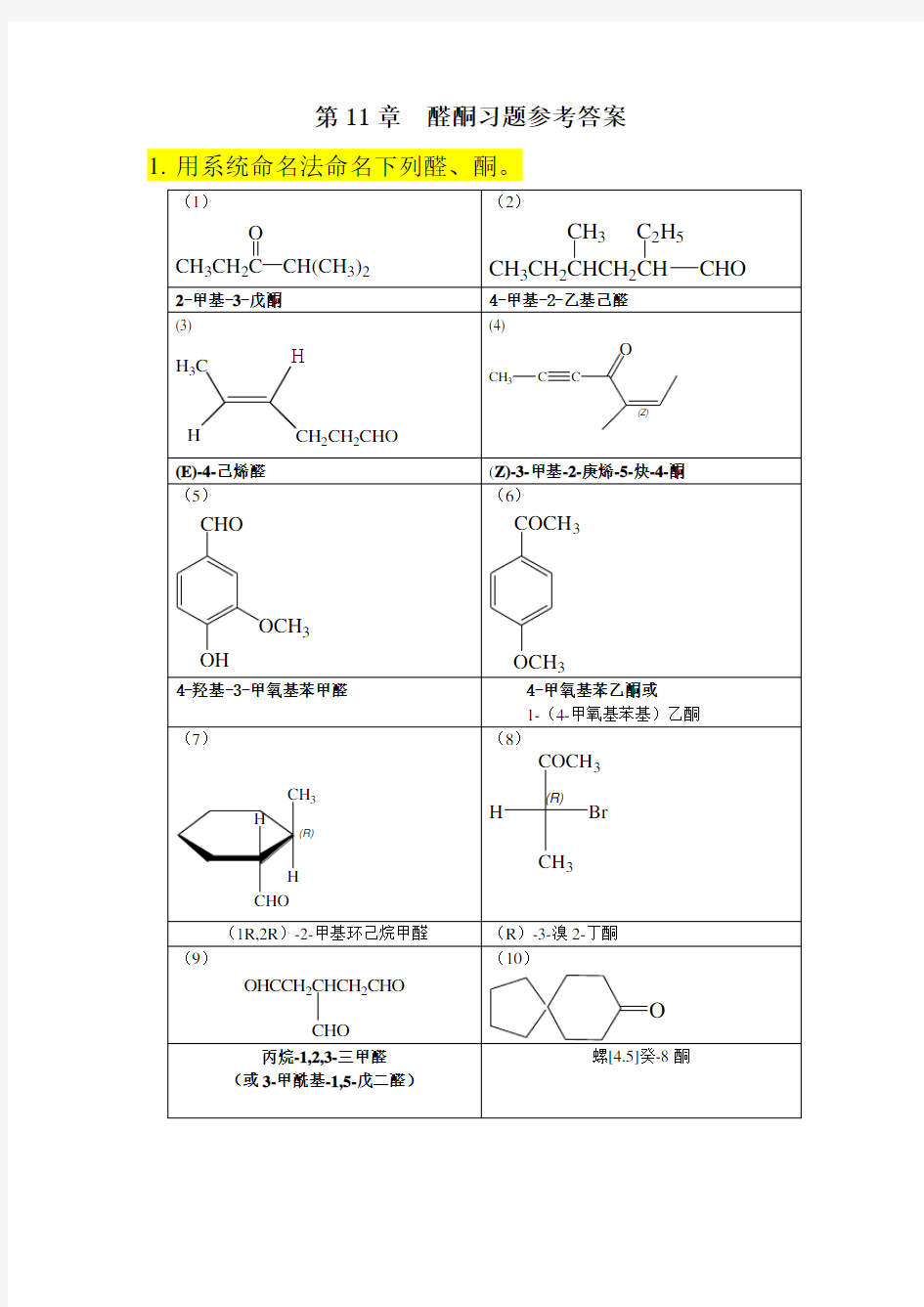 第11章--醛酮部分习题参考答案