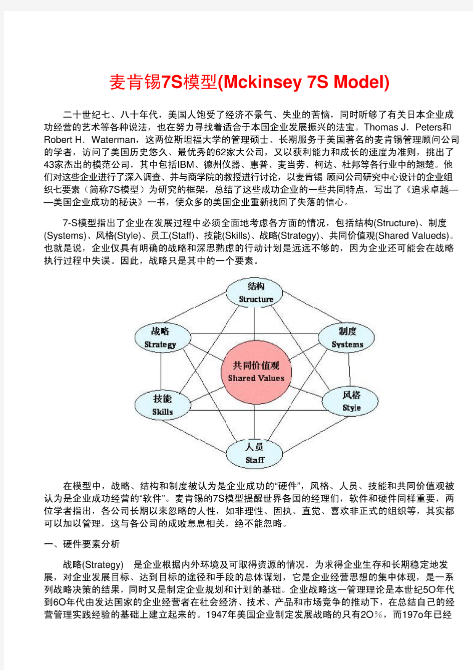 麦肯锡7S模型(Mckinsey7SModel)