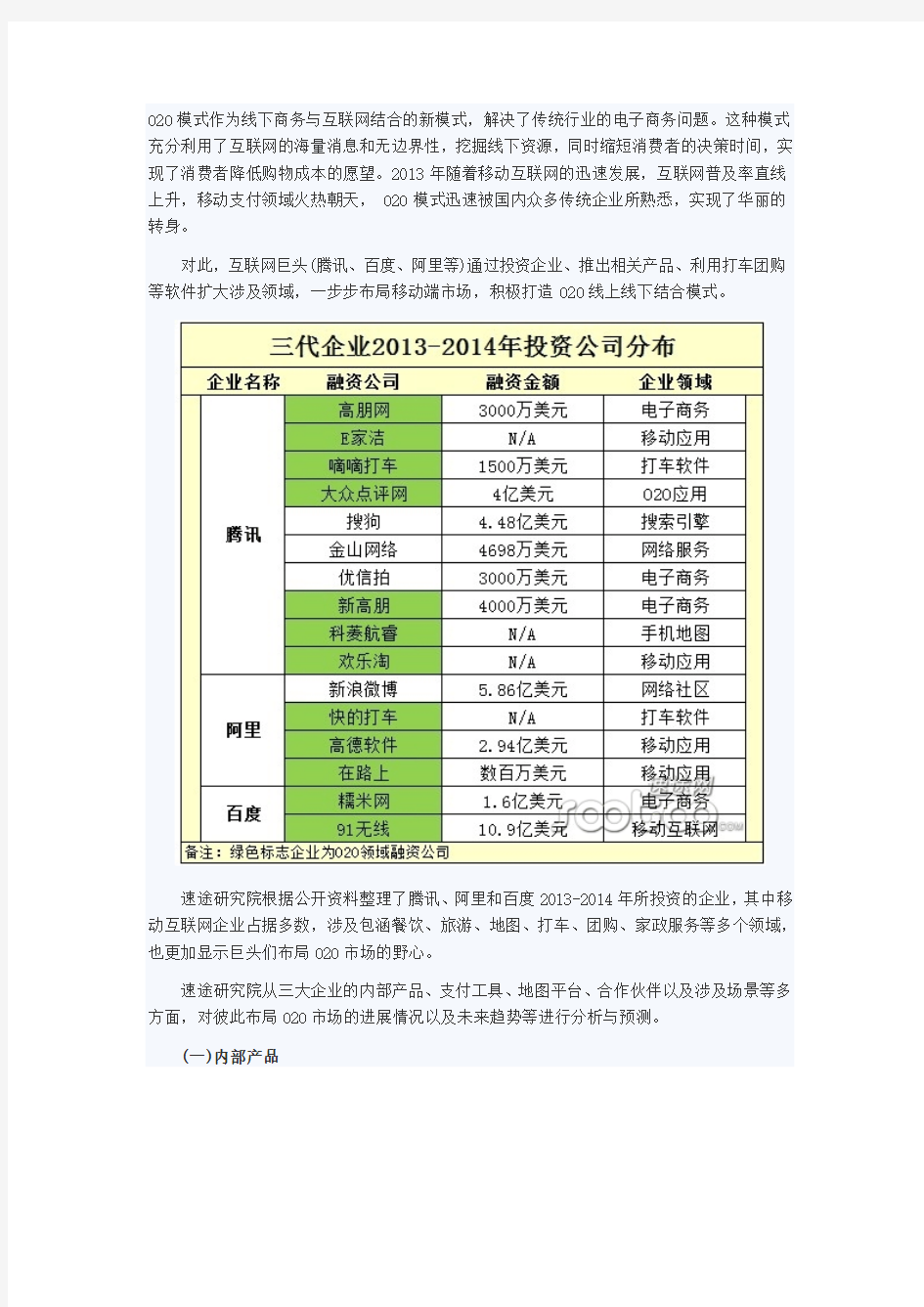 全景解读腾讯、阿里、百度O2O布局