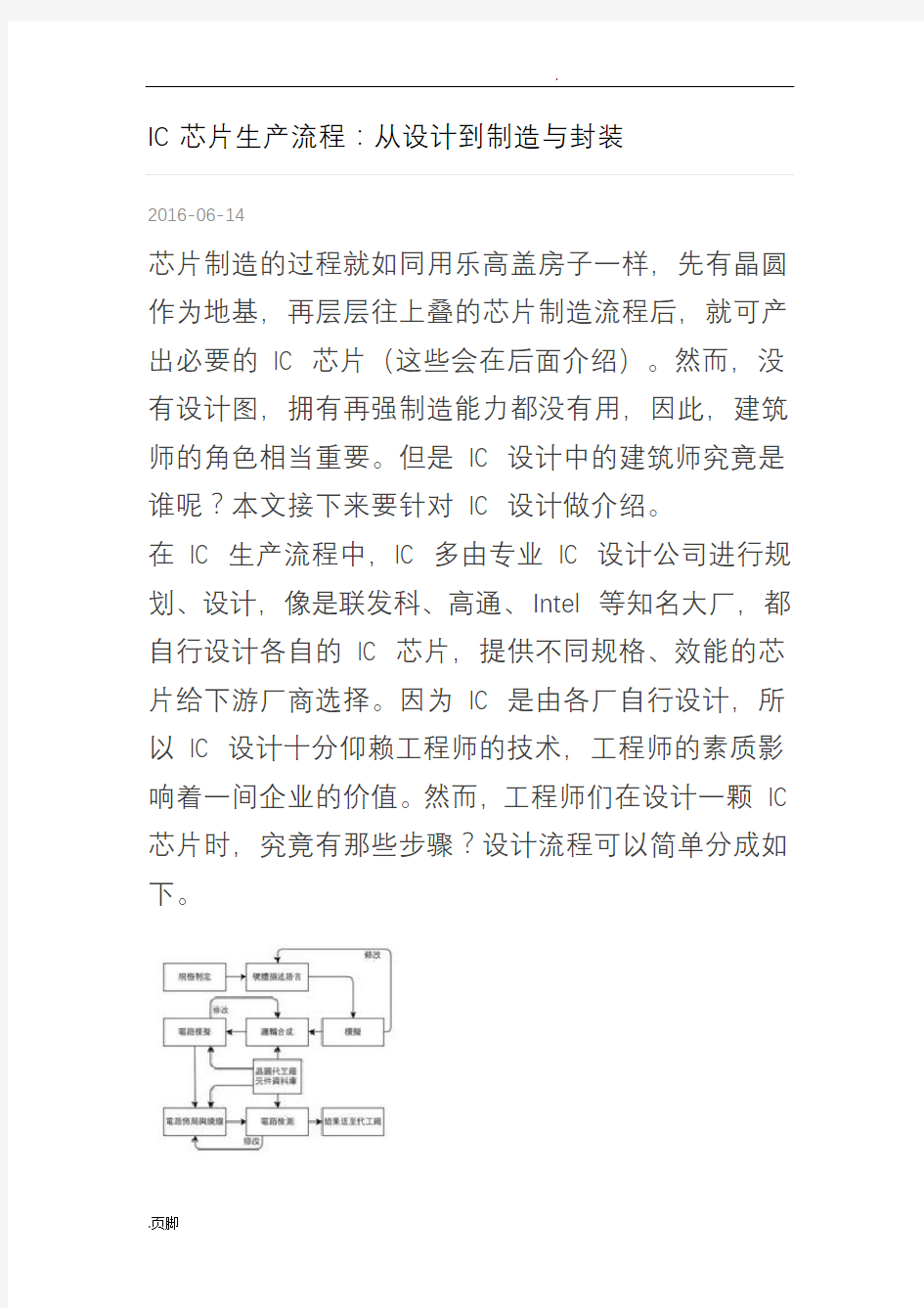 IC芯片生产流程