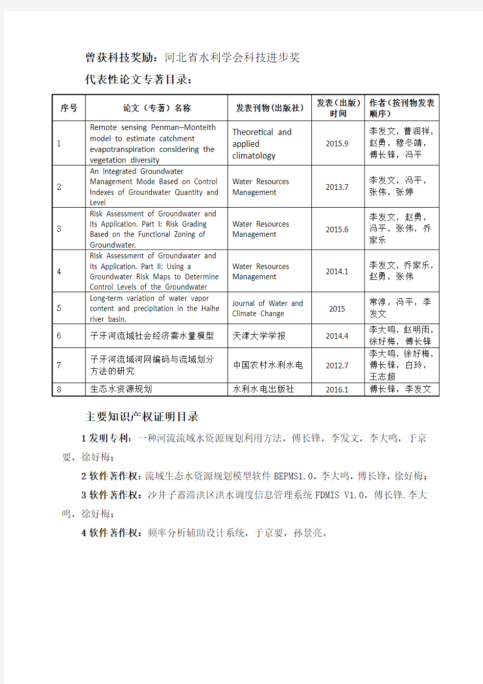 2016年推荐河北省科技进步奖项目公示