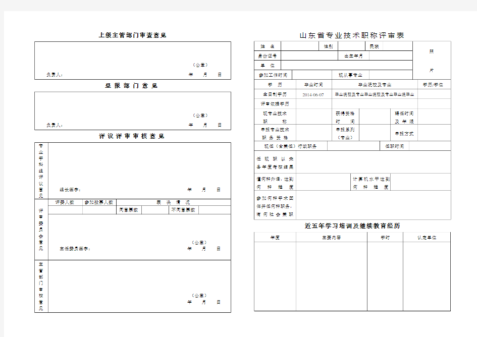 上级主管部门审查意见