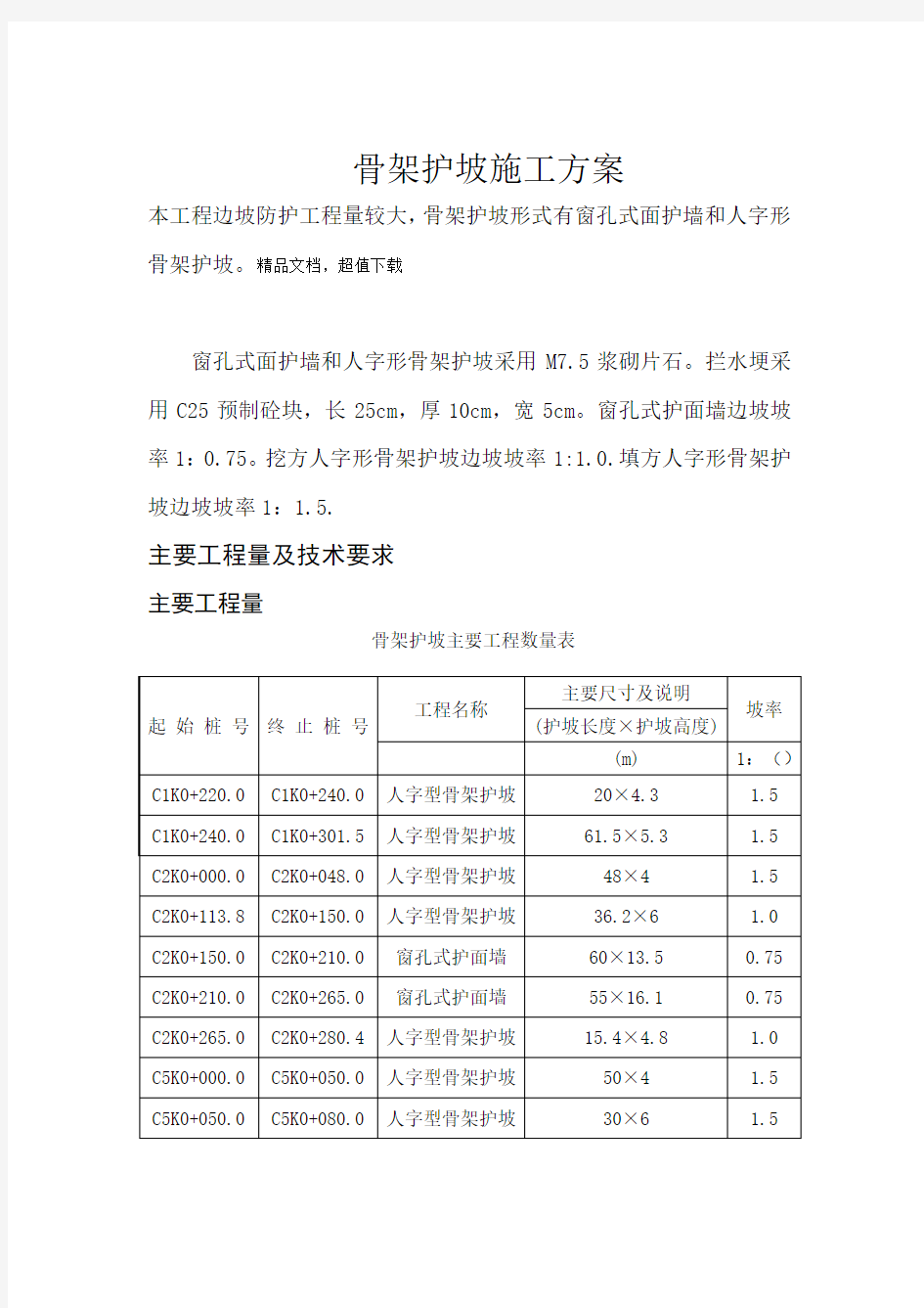 骨架护坡施工方案