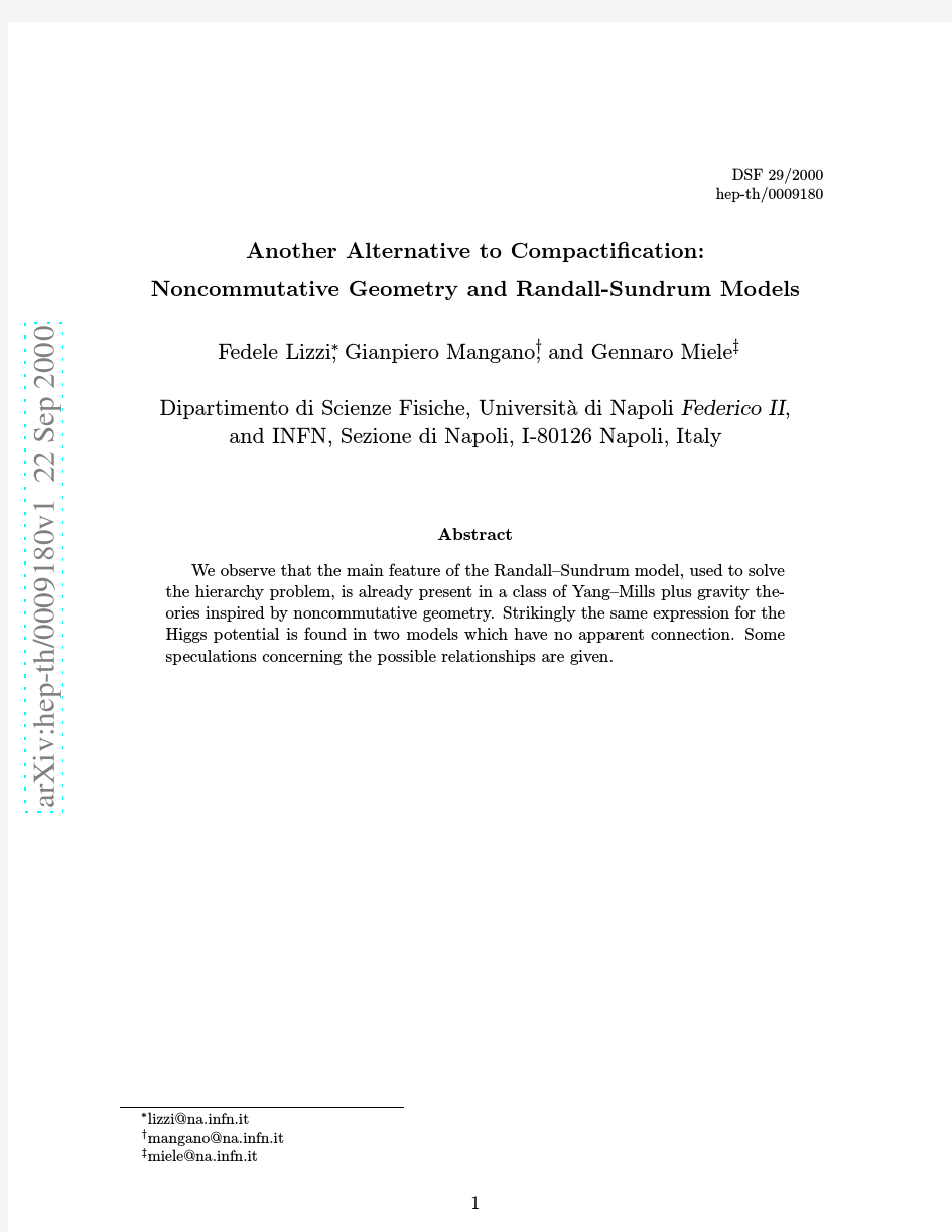 Another Alternative to Compactification Noncommutative Geometry and Randall-Sundrum Models