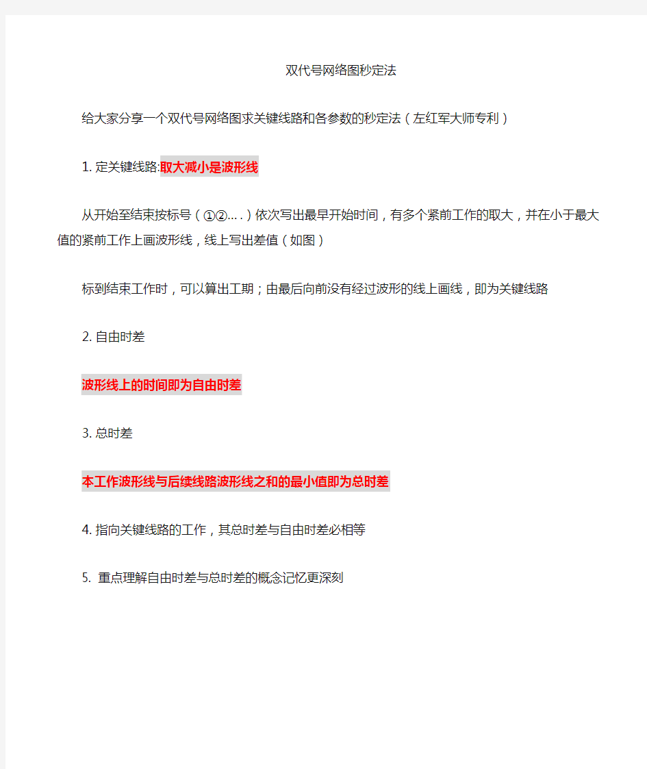 左红军网络图秒定法