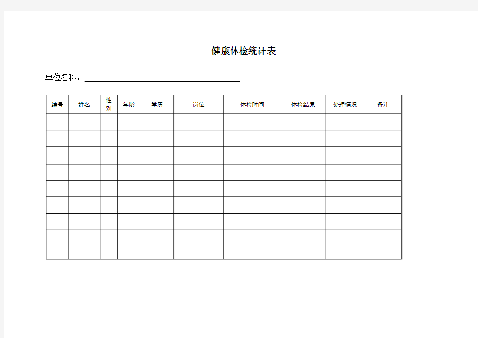 健康体检统计表