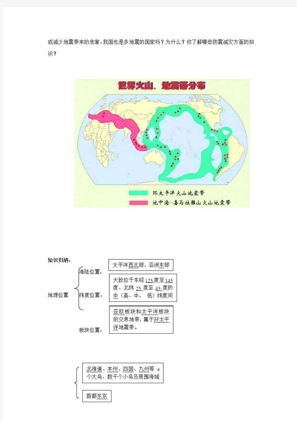 人教版初中地理七年级下册第七章 我们邻近的地区和国家第一节 日本导学案