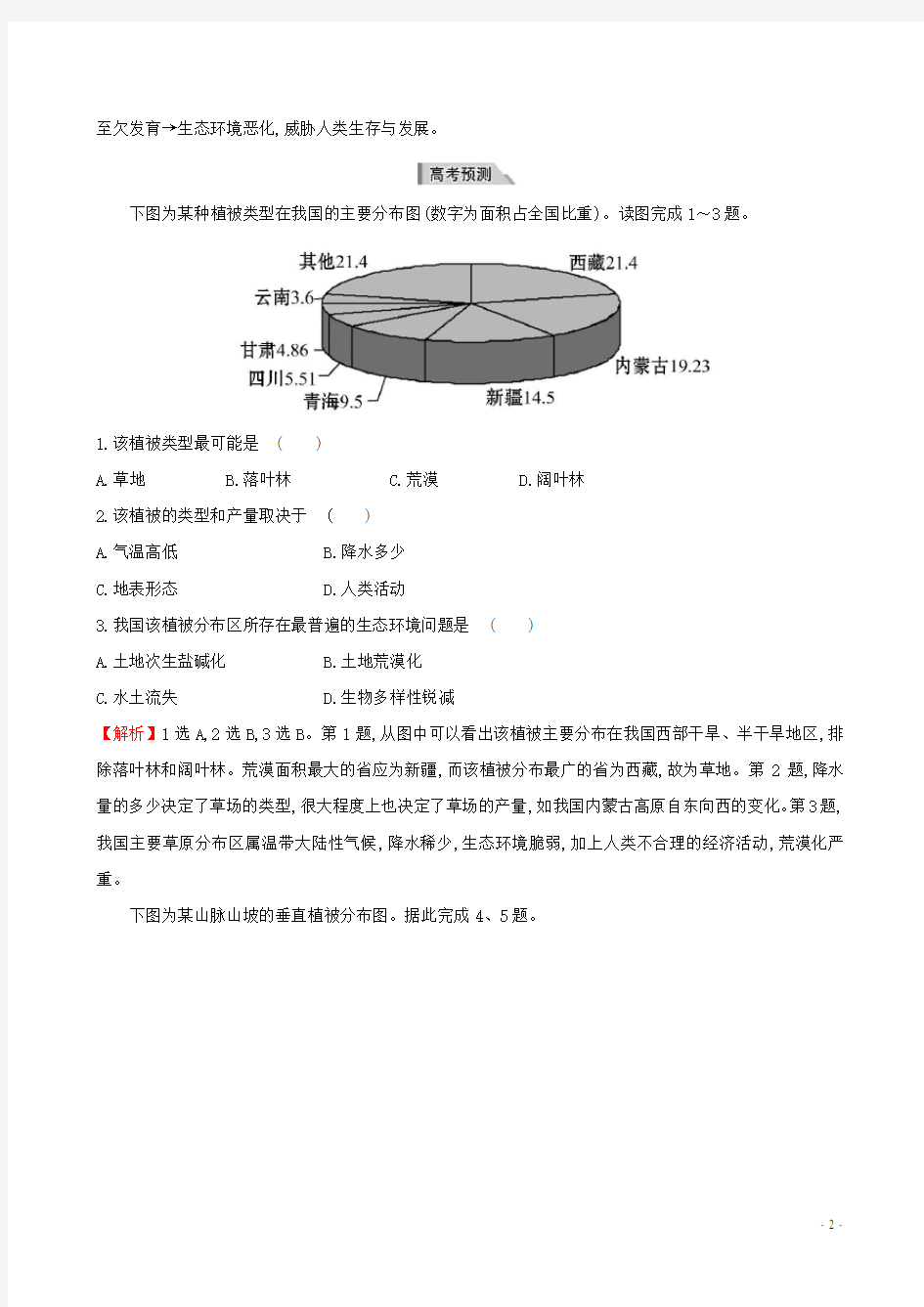 (新课标)2017届高考地理二轮专题复习微专题突破练六植被类型及分布资料