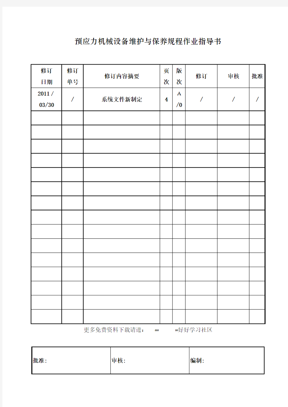 机械设备维护与保养规程作业指导书