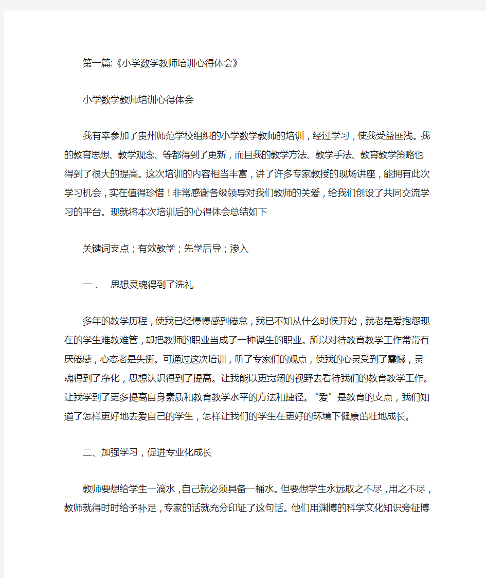 小学教师数学培训总结