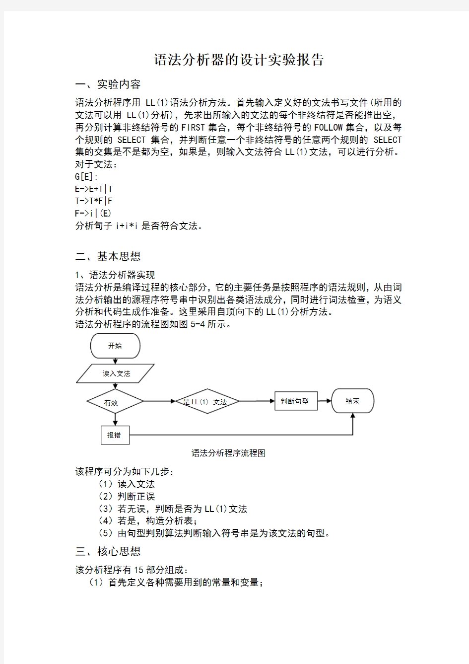 语法分析器实验报告