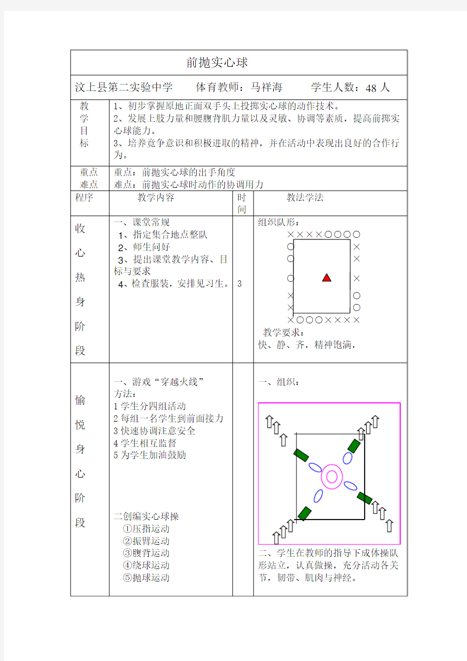 实心球教案