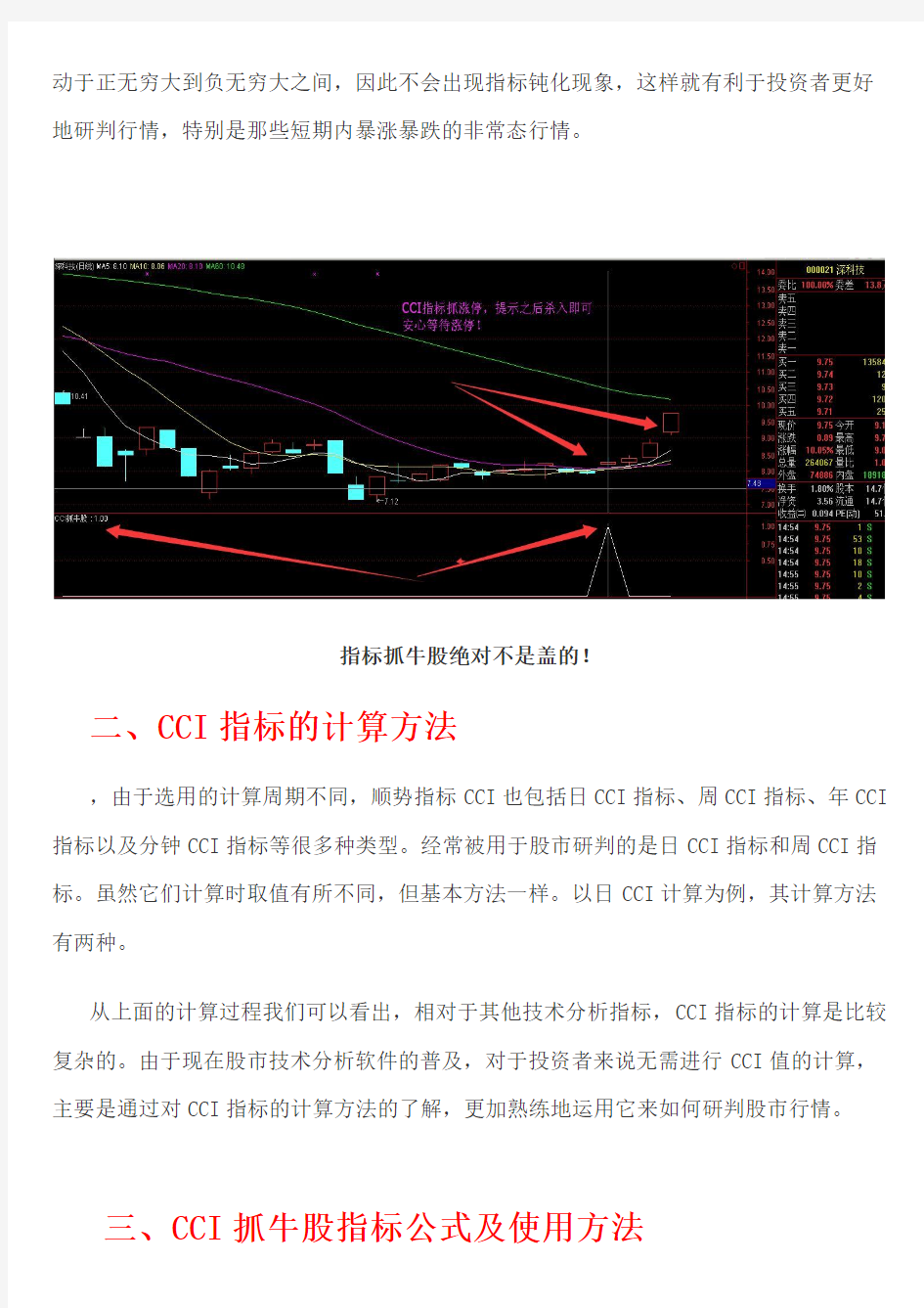 CCI指标详解及选股公式