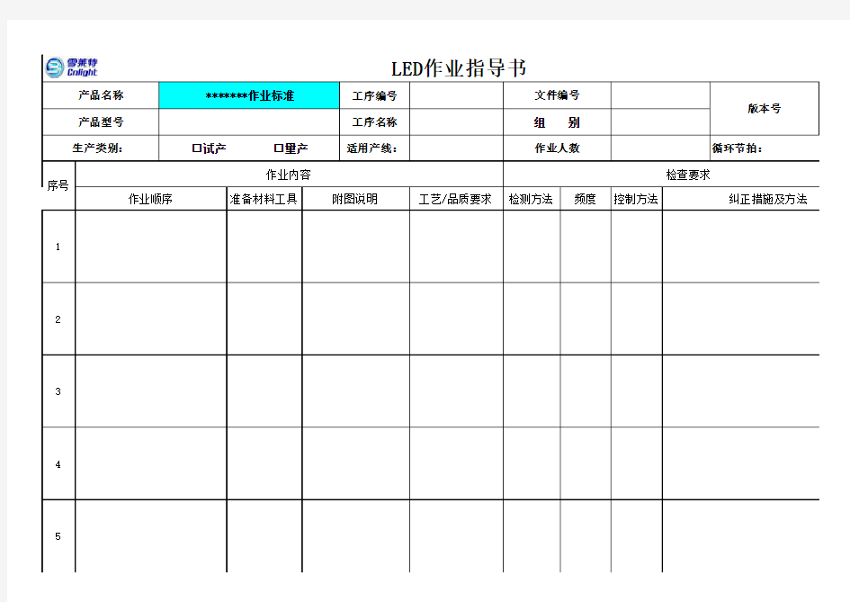 生产标准作业模板