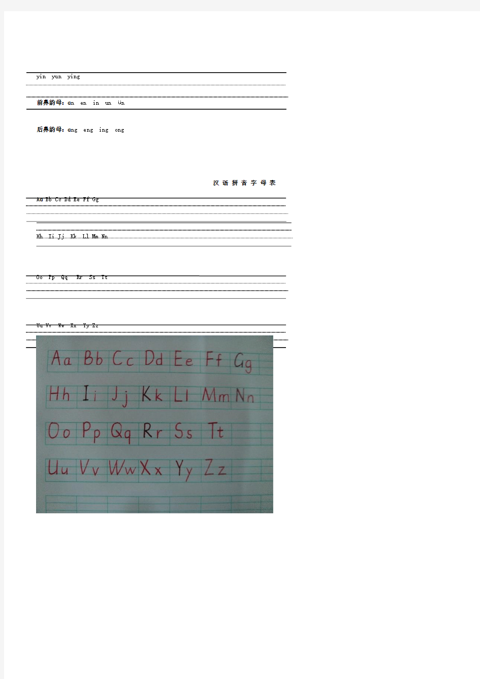 小学汉语拼音的书写格式_(最新四线三格)