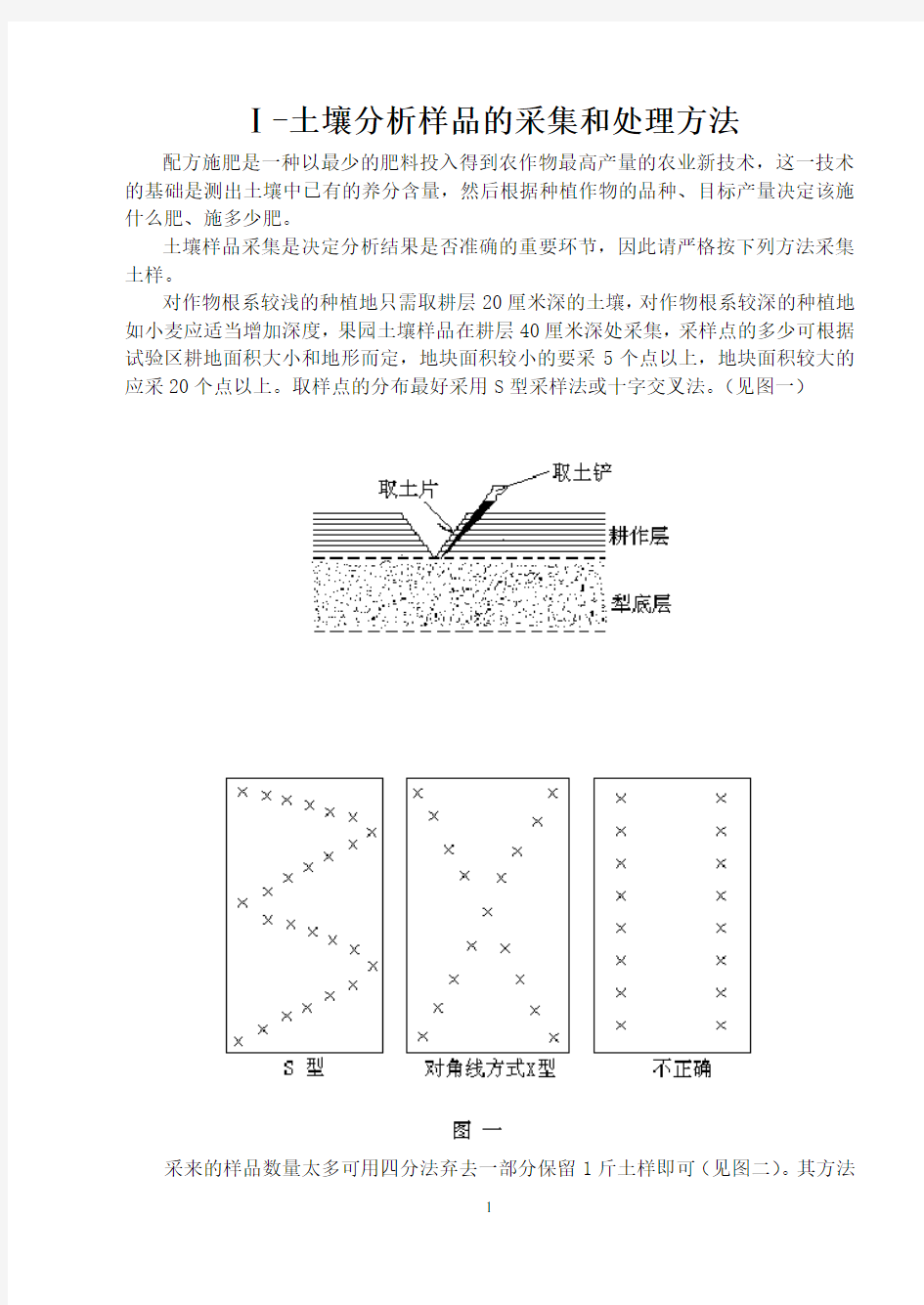 土壤分析样品的采集和处理方法