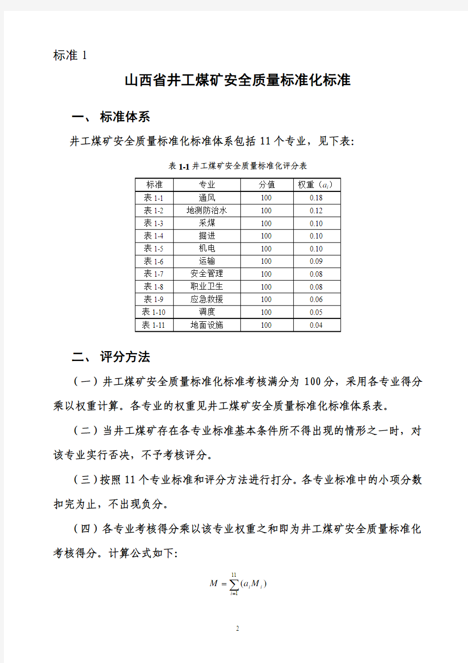 山西省煤矿安全质量标准化新标准(2013最新)