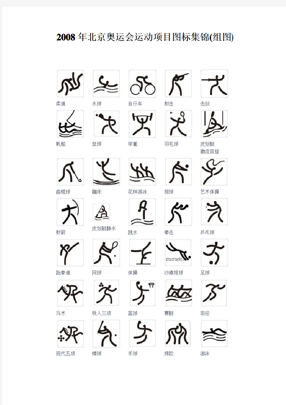 2008年北京奥运会运动项目图标集锦
