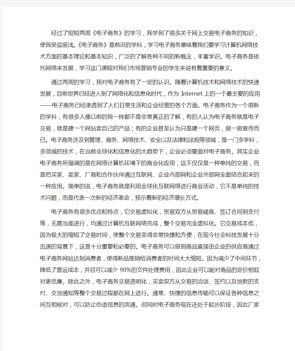 学习电子商务总结