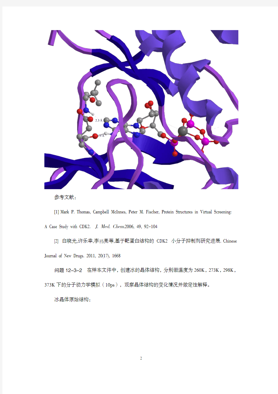 武汉大学分子模拟实验第十二章生物大分子模拟