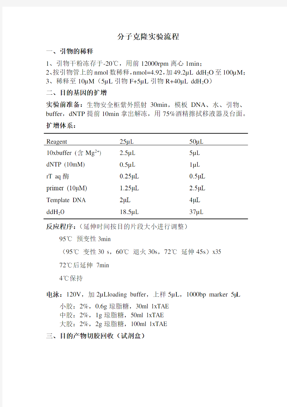 分子克隆实验流程