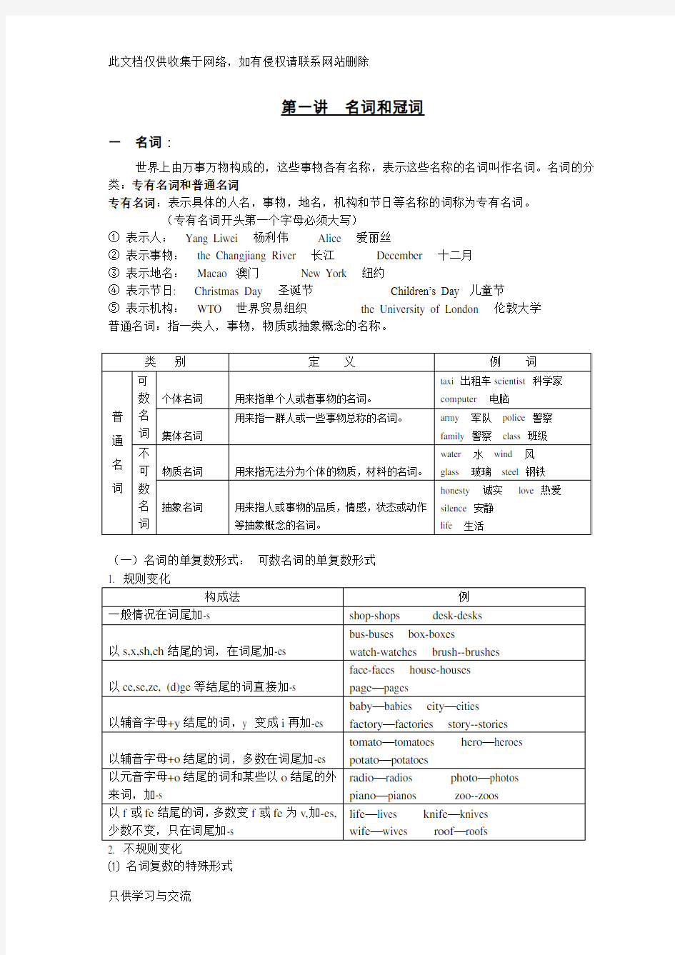 初中英语语法资料(含讲义与练习题)资料讲解