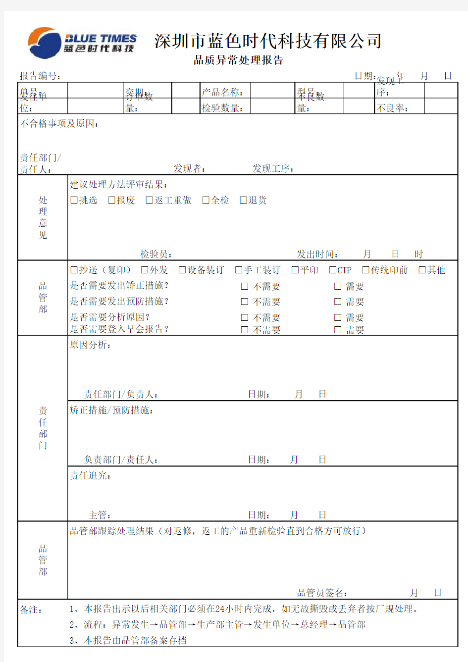 品质异常处理报告.