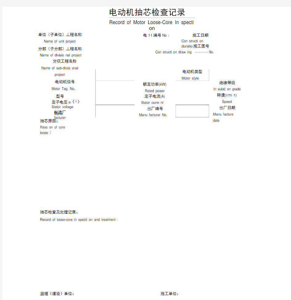 电动机抽芯检查记录