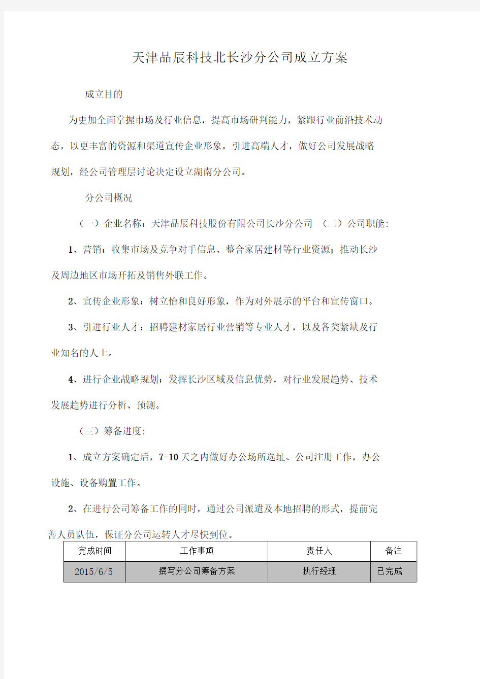 分公司成立方案