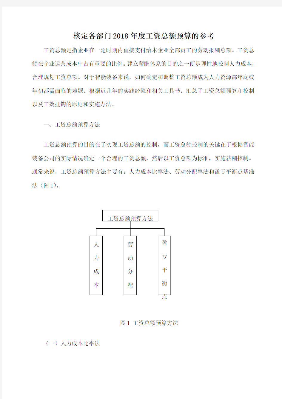 工资总额核定参考