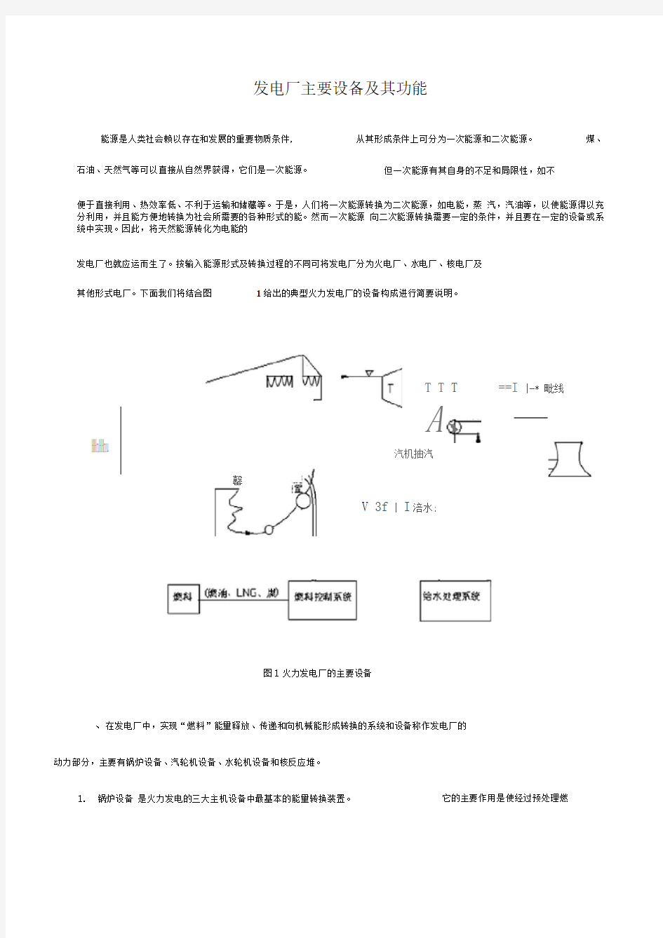 发电厂主要设备及其功能