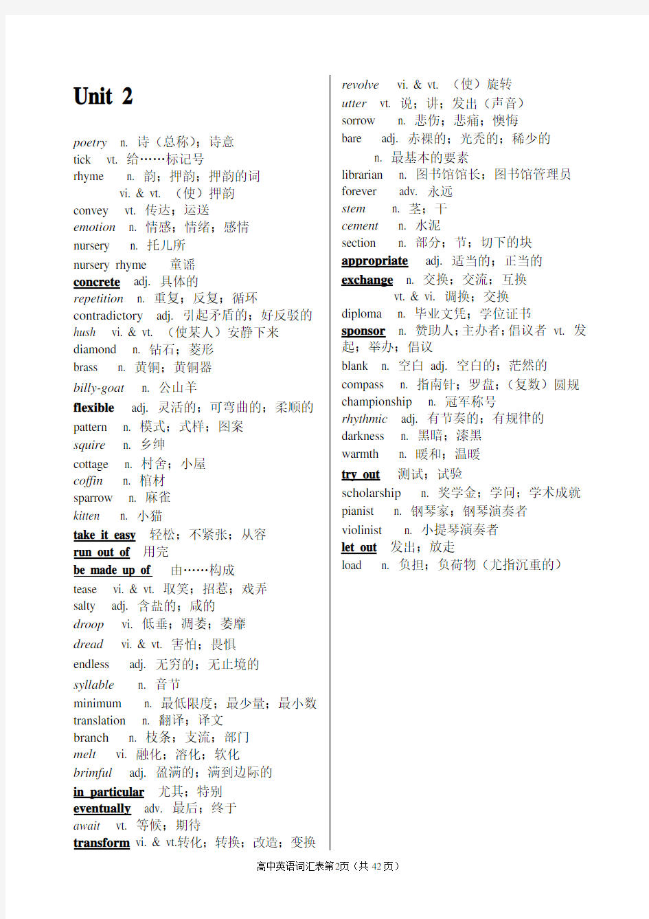 高中英语选修六单词表