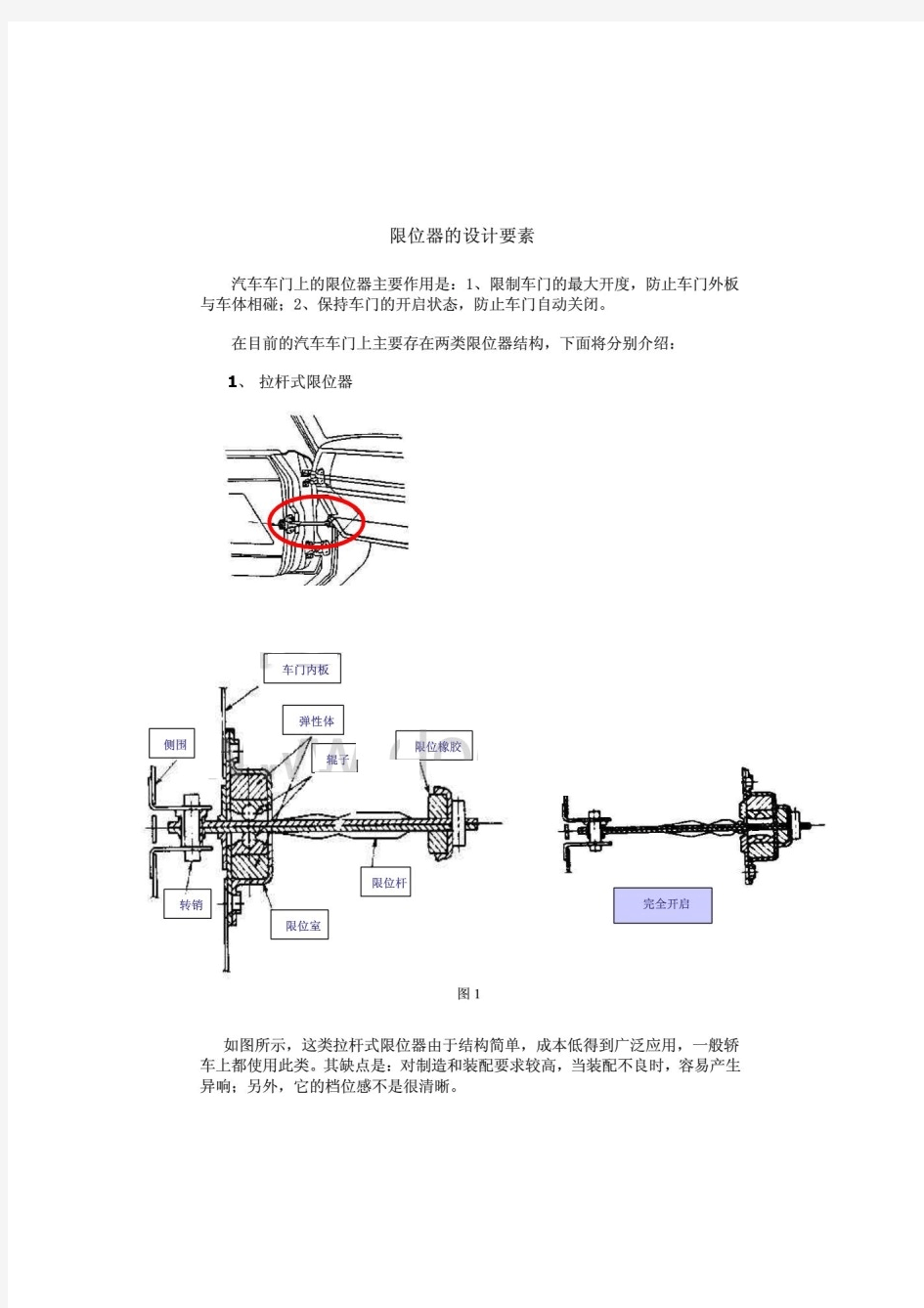 汽车车门限位器设计知识