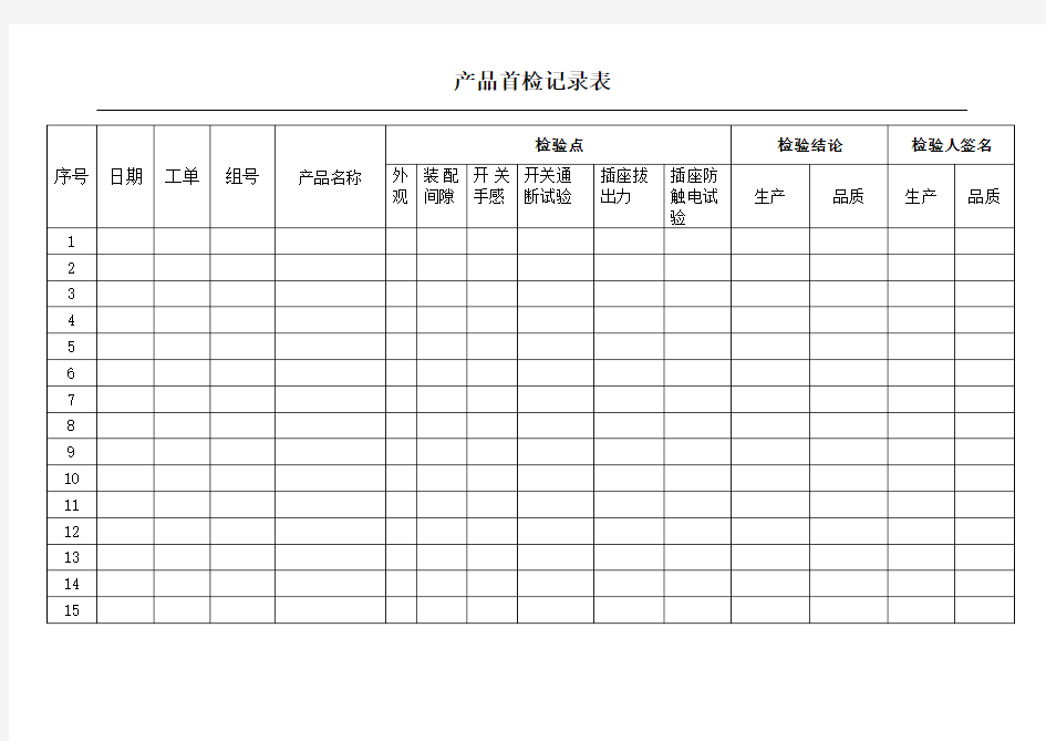 产品首检记录表