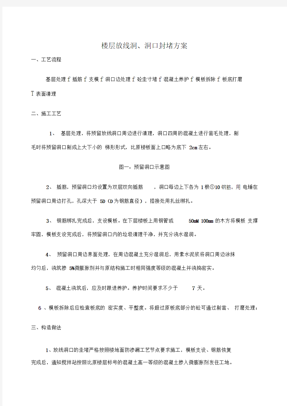 放线洞口封堵方案