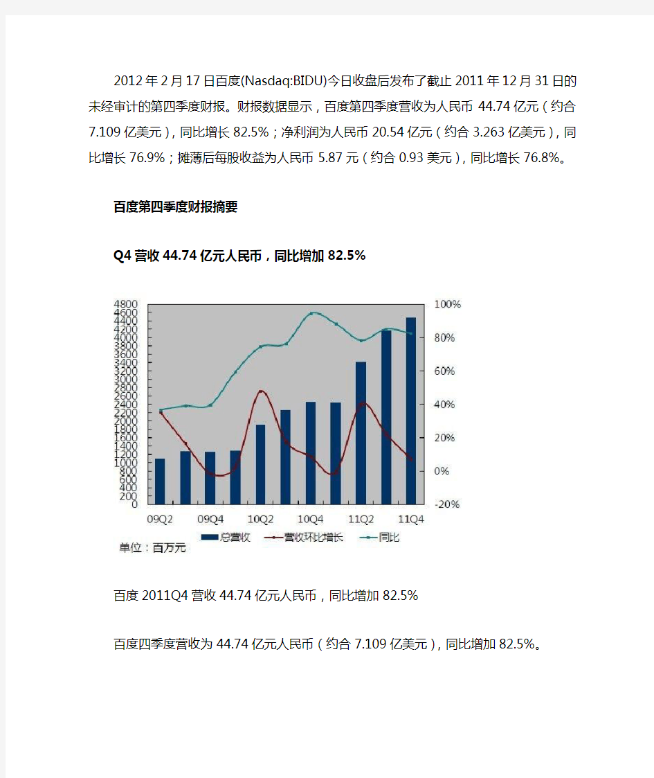 百度2011年财报